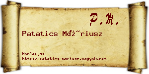 Patatics Máriusz névjegykártya
